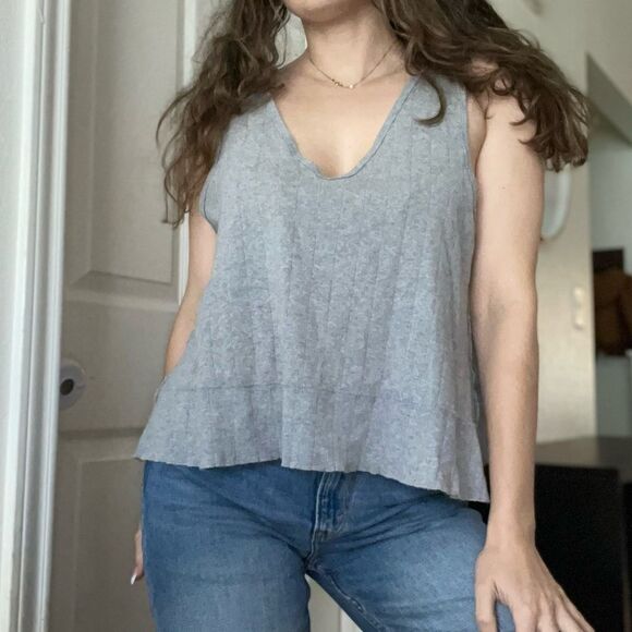 Free People Harper Tank Size Small Grey Flowy - Picture 2 of 6